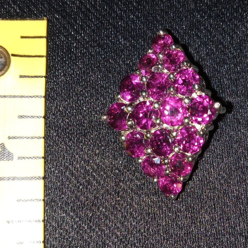925 Sterling Silver Tourmaline Diamond Shape Pendant
